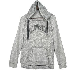 Camp David Hooded Sweater Women Size‎ L Gray Print Yellowstone Kangaroo Pocket